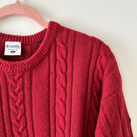 Columbia Red Cable Knit Crewneck Sweater - Picture 6 of 16